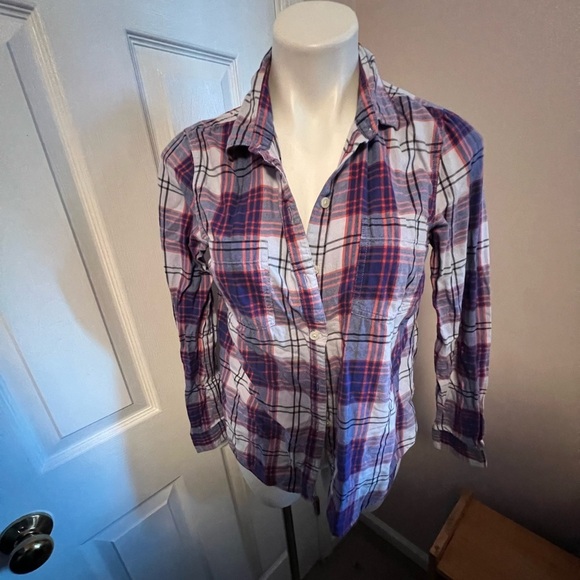 Old navy purple checkered button down shirt - Picture 2 of 4
